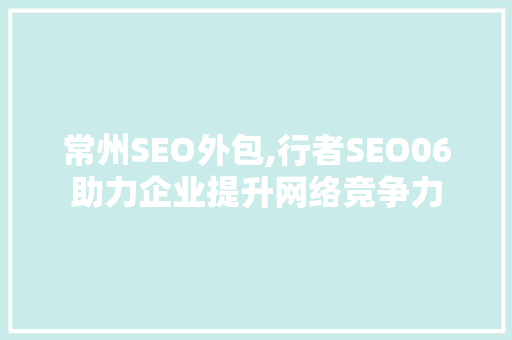 常州SEO外包,行者SEO06助力企业提升网络竞争力