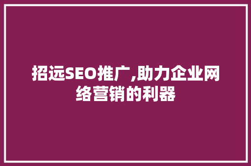 招远SEO推广,助力企业网络营销的利器