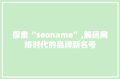 探索“seoname”,解码网络时代的品牌新名号