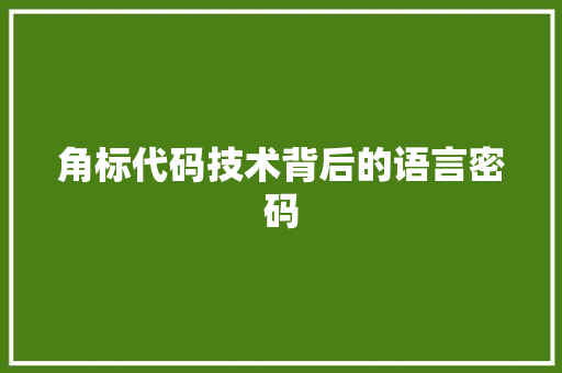 角标代码技术背后的语言密码