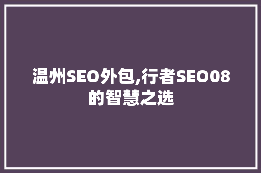 温州SEO外包,行者SEO08的智慧之选