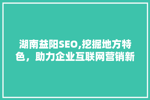 湖南益阳SEO,挖掘地方特色，助力企业互联网营销新突破