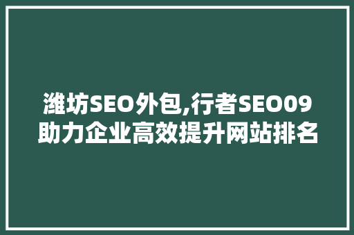 潍坊SEO外包,行者SEO09助力企业高效提升网站排名