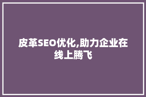 皮革SEO优化,助力企业在线上腾飞
