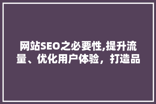 网站SEO之必要性,提升流量、优化用户体验，打造品牌影响力