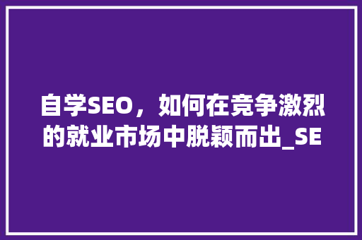 自学SEO，如何在竞争激烈的就业市场中脱颖而出_SEO公司招聘攻略