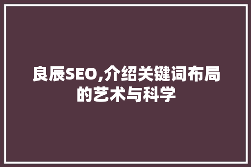 良辰SEO,介绍关键词布局的艺术与科学