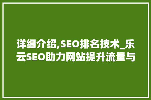 详细介绍,SEO排名技术_乐云SEO助力网站提升流量与口碑