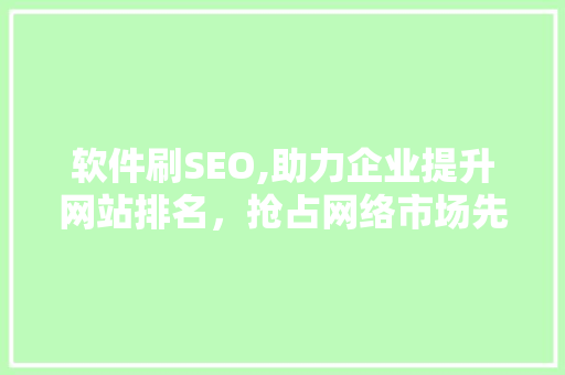 软件刷SEO,助力企业提升网站排名，抢占网络市场先机