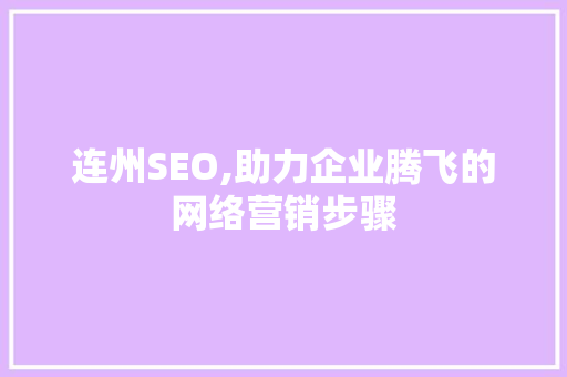 连州SEO,助力企业腾飞的网络营销步骤