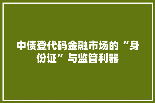 中债登代码金融市场的“身份证”与监管利器