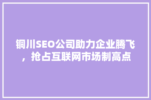 铜川SEO公司助力企业腾飞，抢占互联网市场制高点