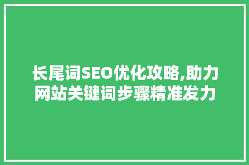 长尾词SEO优化攻略,助力网站关键词步骤精准发力