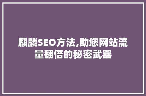 麒麟SEO方法,助您网站流量翻倍的秘密武器