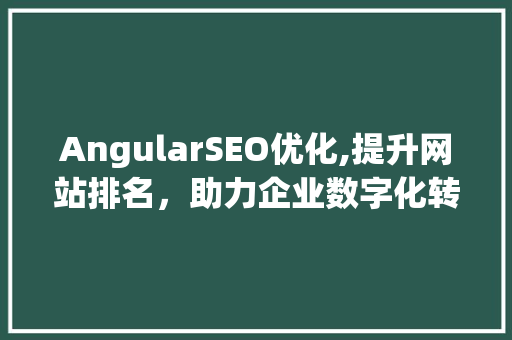 AngularSEO优化,提升网站排名，助力企业数字化转型