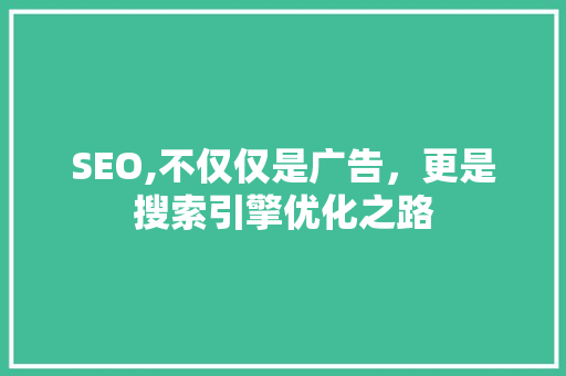 SEO,不仅仅是广告，更是搜索引擎优化之路