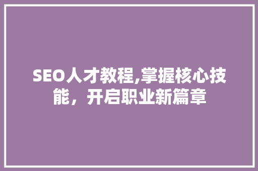 SEO人才教程,掌握核心技能，开启职业新篇章