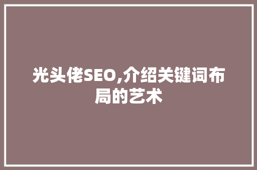 光头佬SEO,介绍关键词布局的艺术