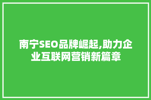 南宁SEO品牌崛起,助力企业互联网营销新篇章