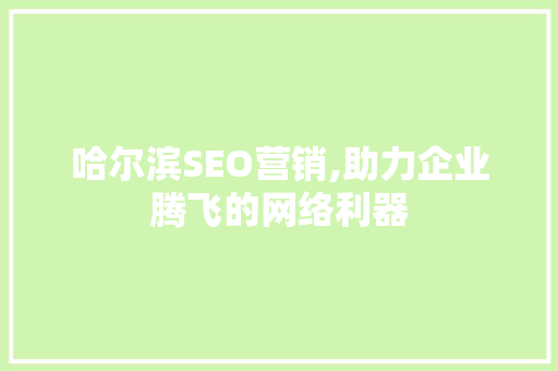 哈尔滨SEO营销,助力企业腾飞的网络利器