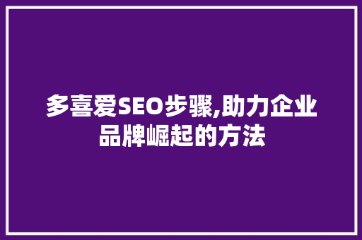 多喜爱SEO步骤,助力企业品牌崛起的方法
