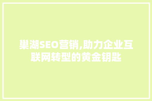 巢湖SEO营销,助力企业互联网转型的黄金钥匙