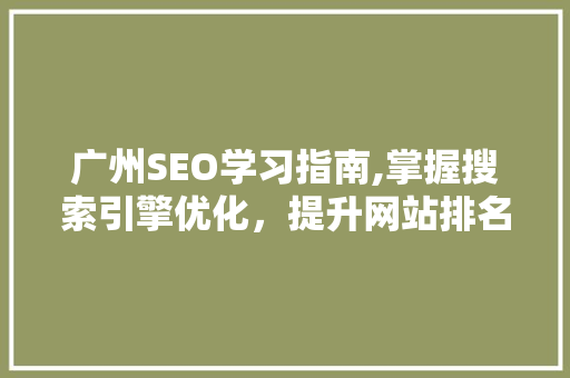 广州SEO学习指南,掌握搜索引擎优化，提升网站排名
