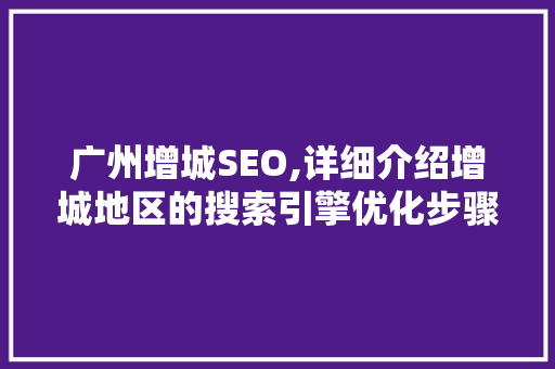 广州增城SEO,详细介绍增城地区的搜索引擎优化步骤