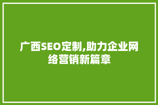 广西SEO定制,助力企业网络营销新篇章