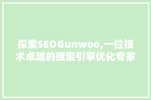 探索SEOGunwoo,一位技术卓越的搜索引擎优化专家