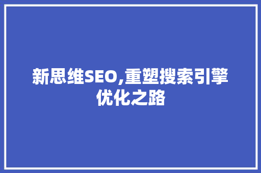 新思维SEO,重塑搜索引擎优化之路