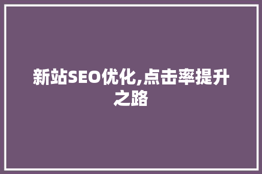 新站SEO优化,点击率提升之路