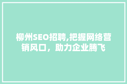 柳州SEO招聘,把握网络营销风口，助力企业腾飞