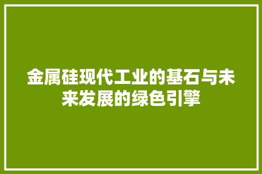 金属硅现代工业的基石与未来发展的绿色引擎
