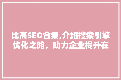 比高SEO合集,介绍搜索引擎优化之路，助力企业提升在线竞争力