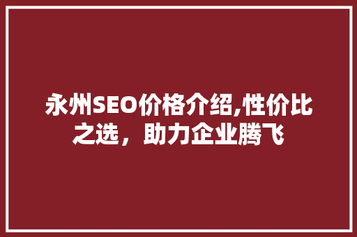 永州SEO价格介绍,性价比之选，助力企业腾飞