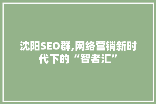 沈阳SEO群,网络营销新时代下的“智者汇”