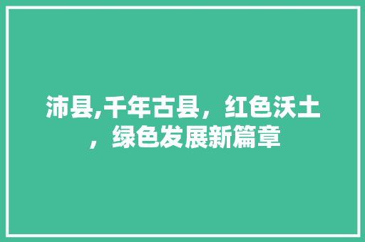 沛县,千年古县，红色沃土，绿色发展新篇章