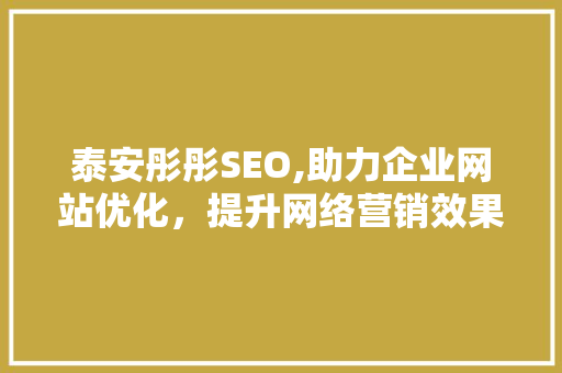 泰安彤彤SEO,助力企业网站优化，提升网络营销效果