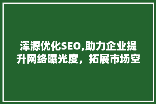 浑源优化SEO,助力企业提升网络曝光度，拓展市场空间
