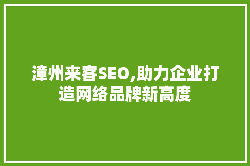漳州来客SEO,助力企业打造网络品牌新高度
