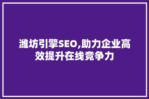 潍坊引擎SEO,助力企业高效提升在线竞争力