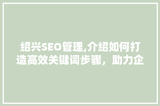 绍兴SEO管理,介绍如何打造高效关键词步骤，助力企业提升网络影响力