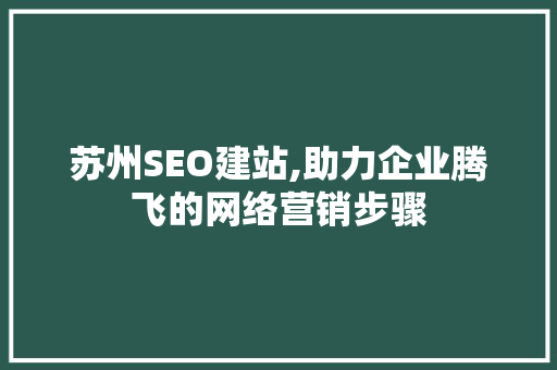 苏州SEO建站,助力企业腾飞的网络营销步骤