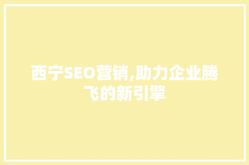 西宁SEO营销,助力企业腾飞的新引擎