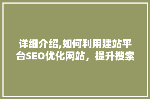 详细介绍,如何利用建站平台SEO优化网站，提升搜索引擎排名