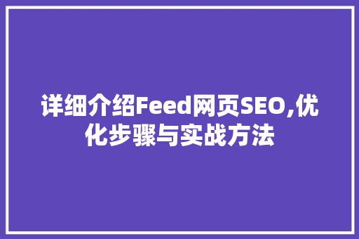 详细介绍Feed网页SEO,优化步骤与实战方法