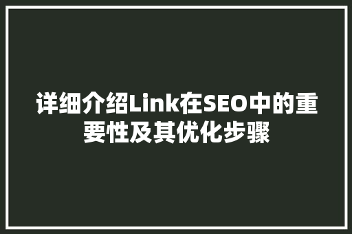 详细介绍Link在SEO中的重要性及其优化步骤