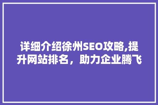 详细介绍徐州SEO攻略,提升网站排名，助力企业腾飞