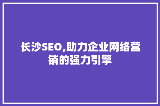 长沙SEO,助力企业网络营销的强力引擎